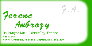 ferenc ambrozy business card